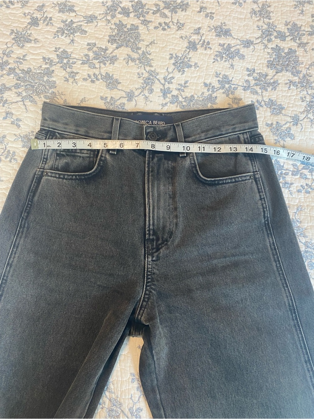 Veronica Beard Taylor High Rise Wide Leg Jeans Stone Washed Onyx Cuffed 27 - Picture 5 of 11